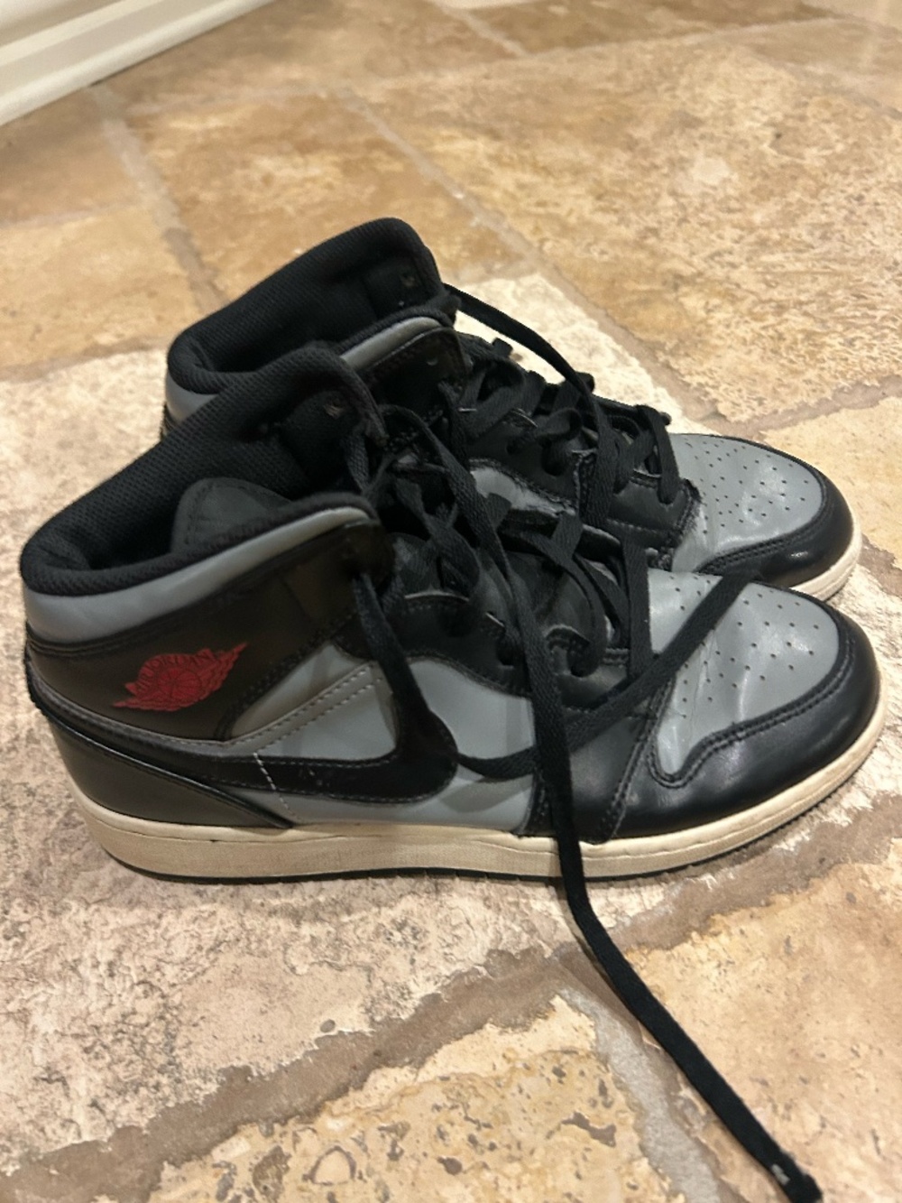 Nike Air Jordans Mid (Black and Grey)(womens 8, 6.5 in youth and mens)